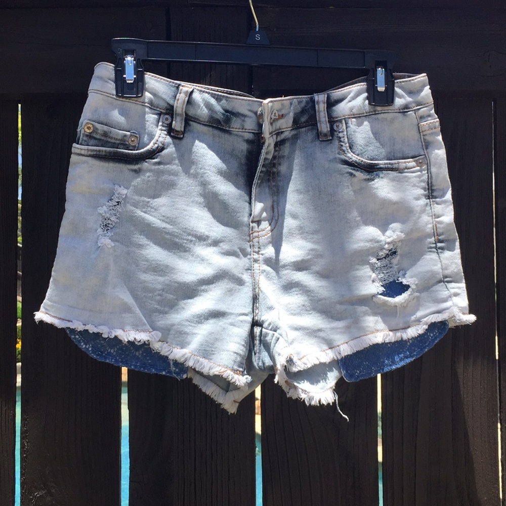 Light washed denim shorts